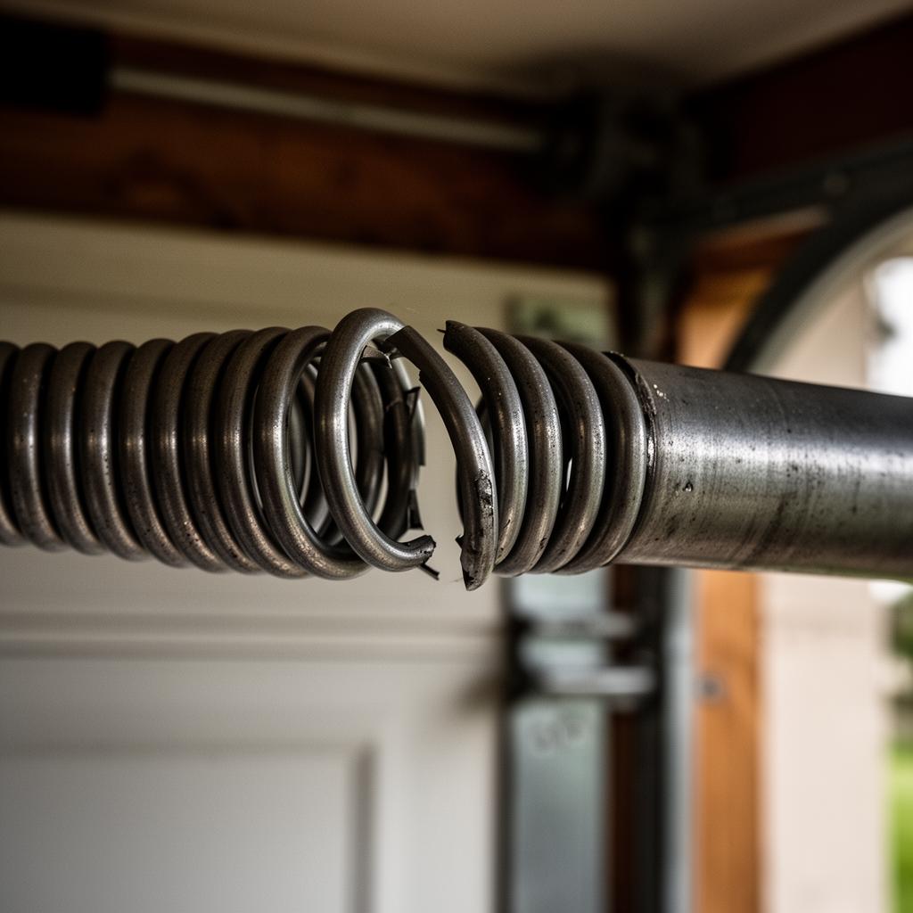 Broken garage door spring on Hamilton home